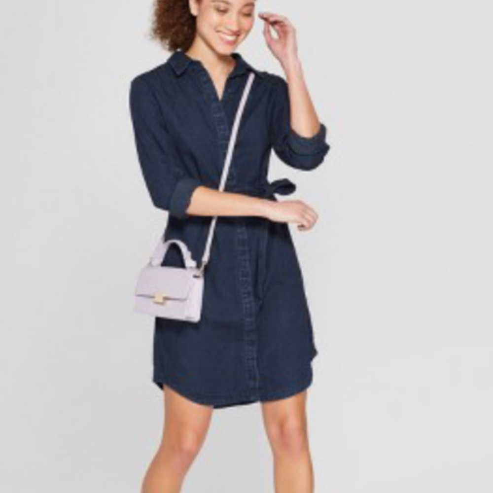 A New Day dark denim shirt dress sz S